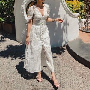 Zara openwork embroidery midi white dress